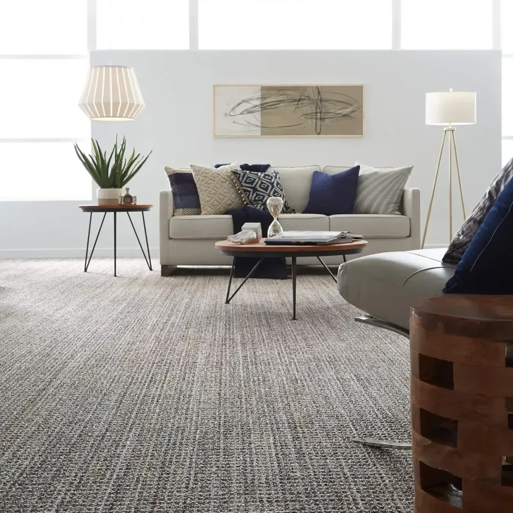 Textured gray Shaw Floors carpet in a modern living room